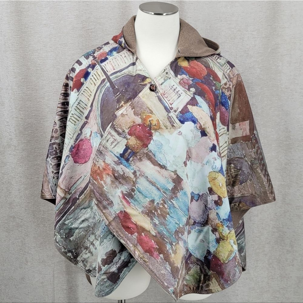 Rain Caper Colorful Abstract Hooded Poncho Umbrellas In The Rain